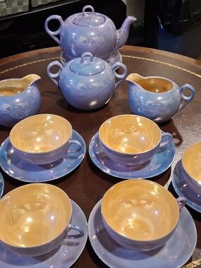 Lavender and Cream Ceramic Tea Set - 12-Piece Home Coffee & Tea Accessories